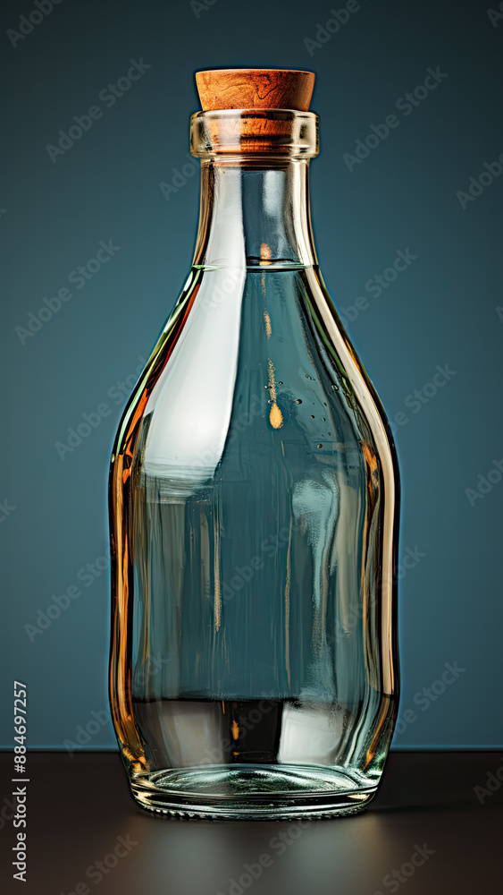 Close-Up Shot of Glass bottle Mock-Up. Created with generative AI Close-Up Shot of Glass bottle Mock-Up. Created with generative AI