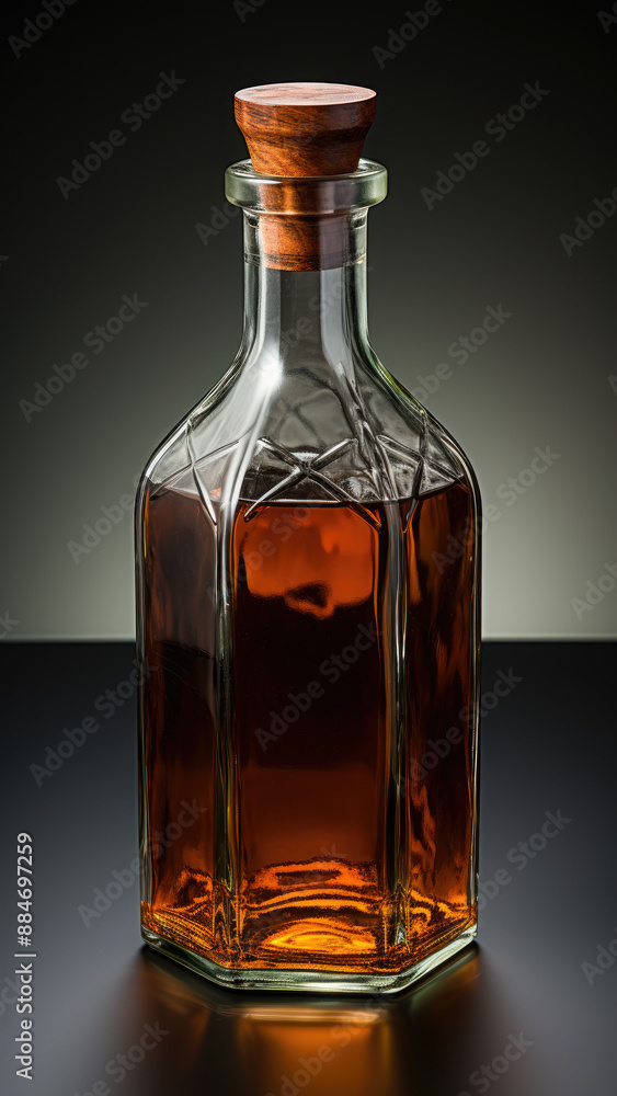 Close-Up Shot of Glass bottle Mock-Up. Created with generative AI Close-Up Shot of Glass bottle Mock-Up. Created with generative AI