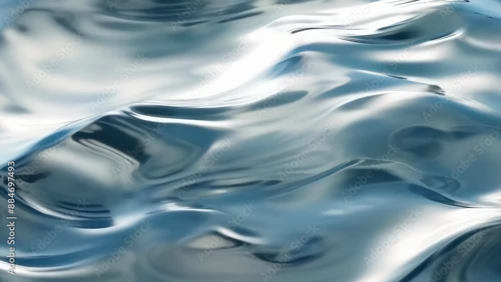 A mesmerizing close-up of a shiny liquid-like surface in blue and grey tones showcasing wavy textures and reflections. The smooth, fluid motion gives a serene and calming effect, resembling molten A mesmerizing close-up of a shiny liquid-like surface in blue and grey tones showcasing wavy textures and reflections. The smooth, fluid motion gives a serene and calming effect, resembling molten