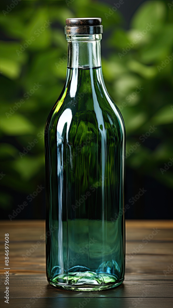 Close-Up Shot of Glass bottle Mock-Up. Created with generative AI Close-Up Shot of Glass bottle Mock-Up. Created with generative AI