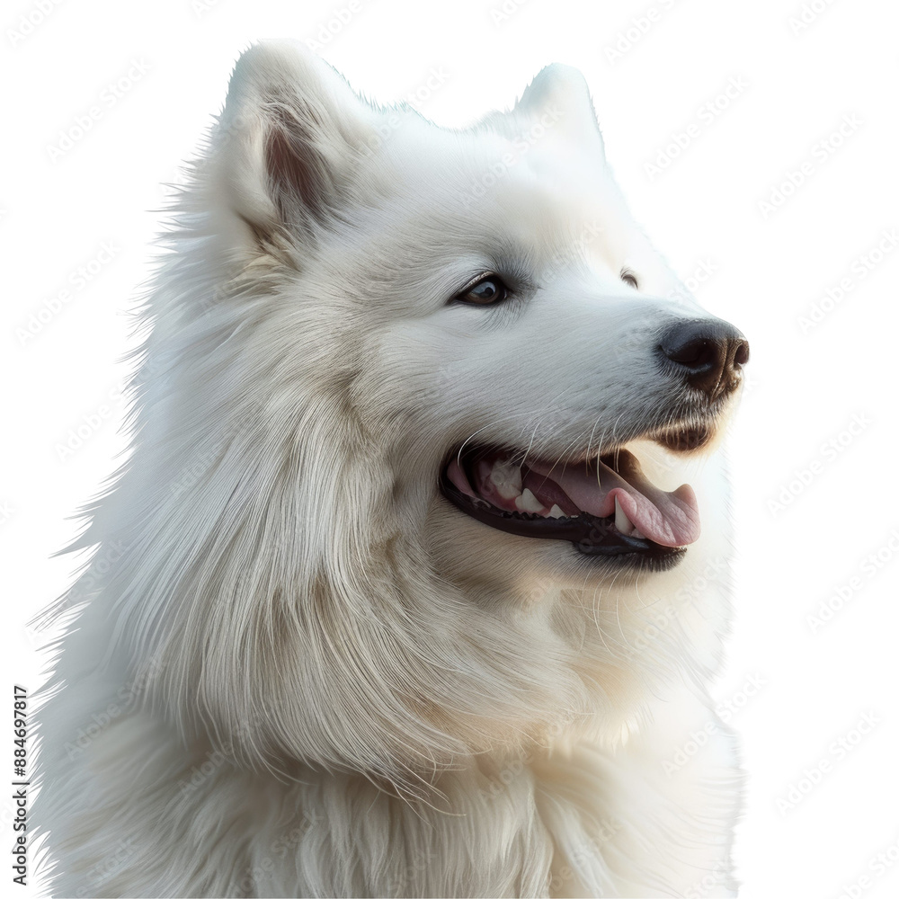 Fototapeta premium Samoyed Dogs Isolated on Transparent or White Background, PNG