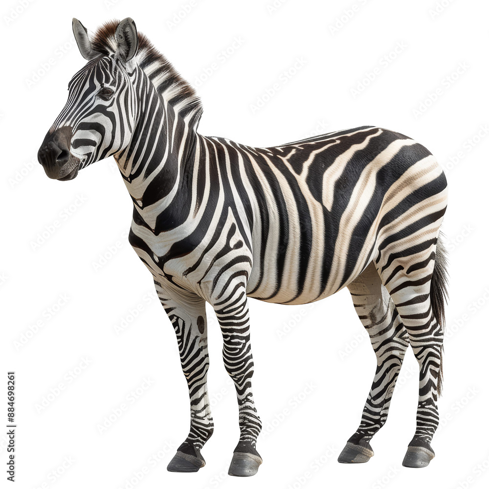 Obraz premium Zebra Isolated on Transparent or White Background, PNG