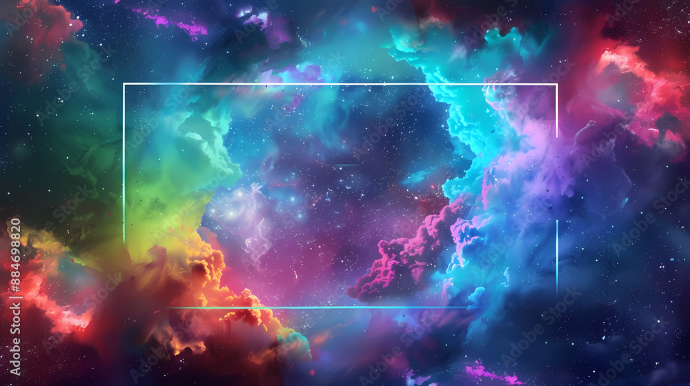Space and galaxy themed neon frame Space and galaxy themed neon frame
