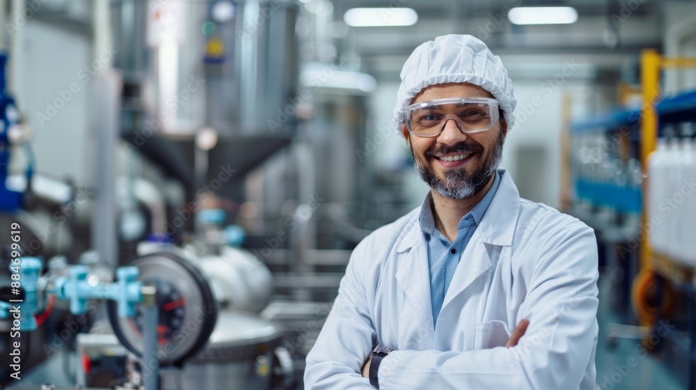Scientists in a vertical pharmaceutical factory work on experimental plant processes. A doctor doing research in the pharmaceutical industry looked up and smiled. Scientists in a vertical pharmaceutical factory work on experimental plant processes. A doctor doing research in the pharmaceutical industry looked up and smiled.