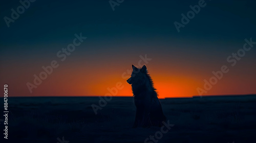 Wolf Silhouette at Sunset © Siasart Studio