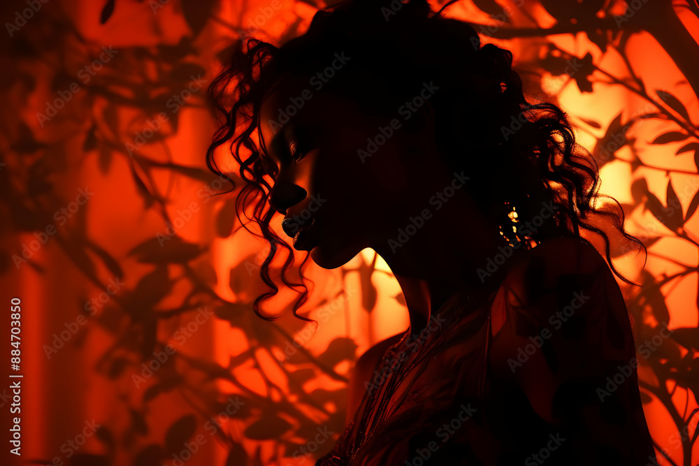 Silhouette of a Woman with Red Lighting Silhouette of a Woman with Red Lighting