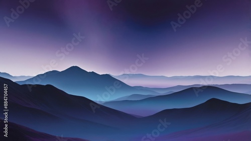 beauty view of mauntains with purple gradient and foggy photo