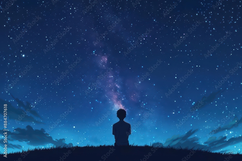 Fototapeta premium Stargazing reveals the vast beauty of the night sky, inspiring wonder and awe