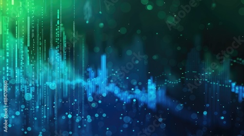 A blue and green background with a lot of dots