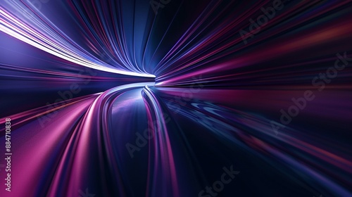 Blue and Purple Light Lines: 3D Hyperspace Warp Rendering