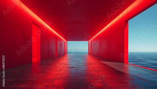 Red minimalist wallpaper © mai