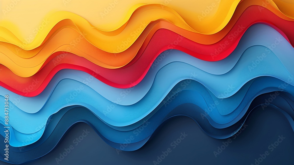 Abstract Wavy Paper Art in Blue and Orange Tones Abstract Wavy Paper Art in Blue and Orange Tones