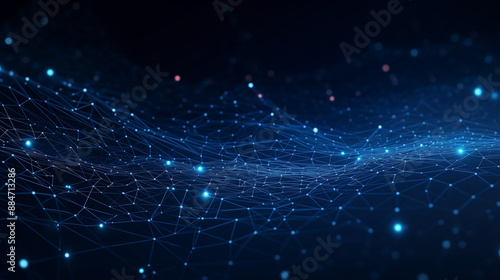 The futuristic background features an abstract blue network, illustrating the concept of technology and science in modern tech connections. network, background, technology, futuristic, connection,