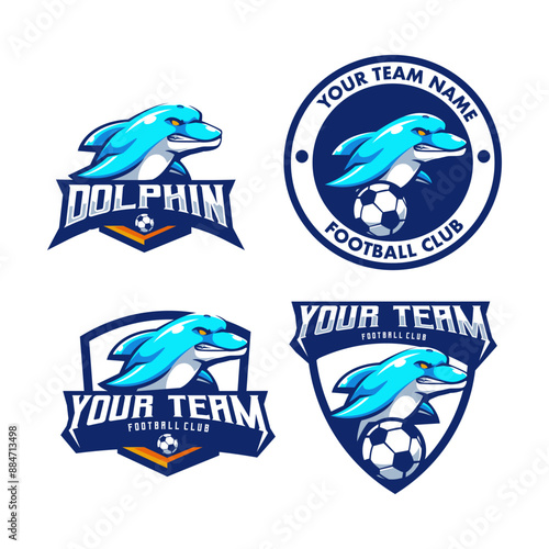 Dolphin mascot logo for soccer football