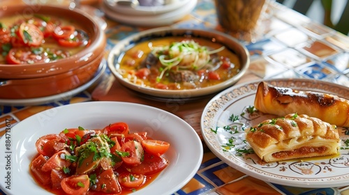 Wallpaper Mural Elegant Spanish Culinary Delights in Charming Moorish Style Courtyard Setting Torontodigital.ca