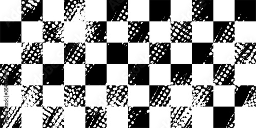 Vector illustration of abstract racing background with checkerboard brush texture grunge halftone