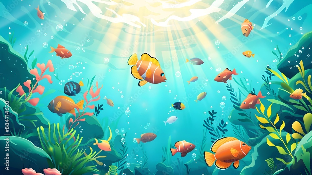 Stunning depicting a vibrant and diverse underwater ocean ecosystem filled with colorful fish coral reefs and other marine life in a serene and tranquil aquatic environment Stunning depicting a vibrant and diverse underwater ocean ecosystem filled with colorful fish coral reefs and other marine life in a serene and tranquil aquatic environment