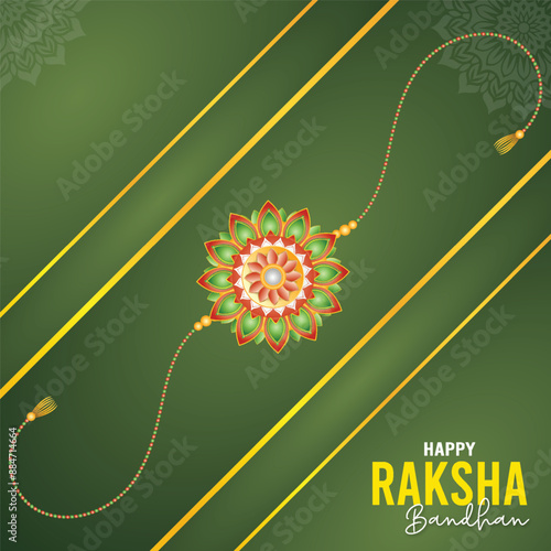 Happy Raksha Bandhan, Greeting Card with Rakhi Bracelet, Indian Festival and, Happy, Raksha Bandhan Poster, Social Media Post,   
