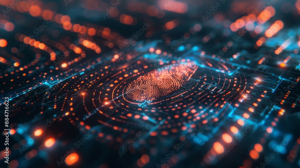 Digital Fingerprint Scan on Circuit Board Digital Fingerprint Scan on Circuit Board