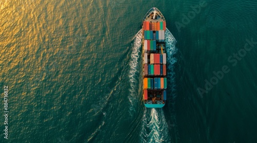 Cargo Ship Sailing Through the Ocean