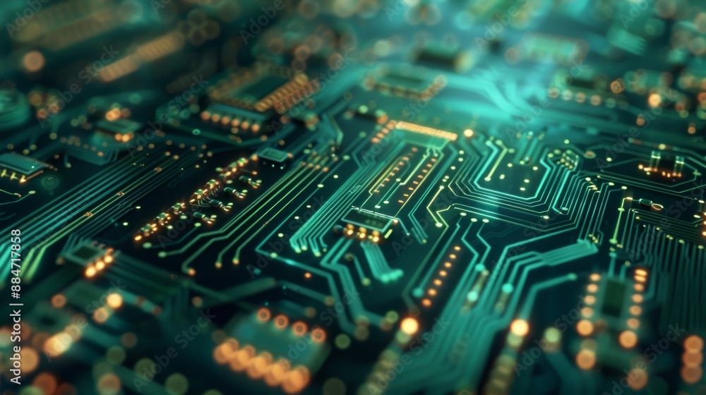 Abstract Circuitry in Green and Gold Abstract Circuitry in Green and Gold