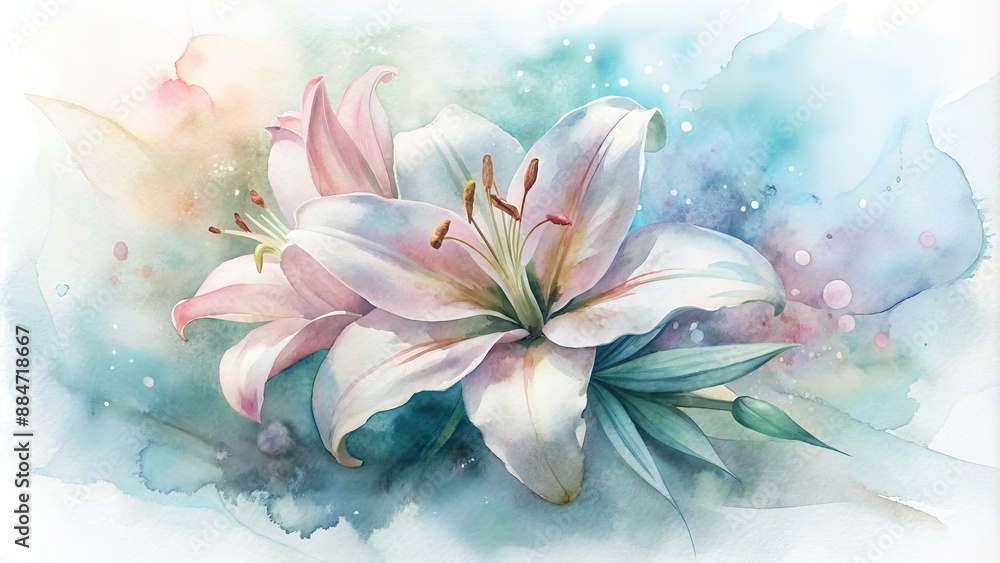 Soft watercolor lilies with a touch of elegance. Soft watercolor lilies with a touch of elegance.