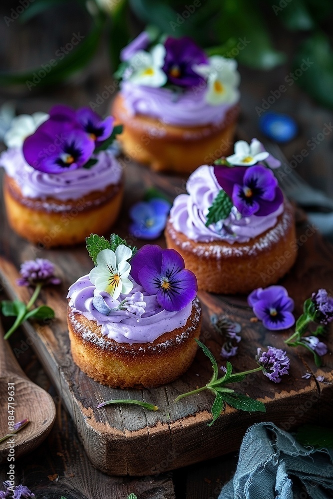 Mini Cakes with Flowers Mini Cakes with Flowers