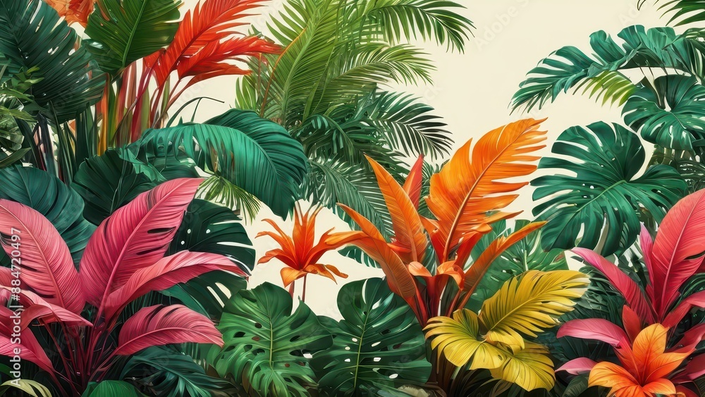 Vibrant Tropical Leaves Background. Vibrant Tropical Leaves Background.