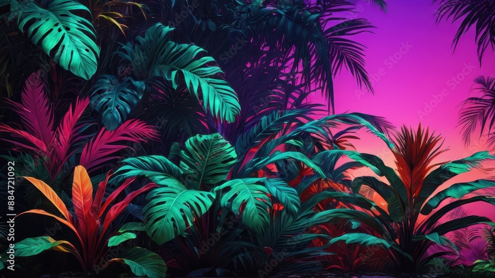 Tropical Plants at Sunset. Tropical Plants at Sunset.
