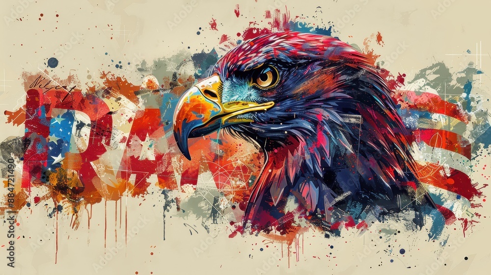 Vibrant Abstract Painting of a Majestic Eagle with Dynamic Colors and Textures Vibrant Abstract Painting of a Majestic Eagle with Dynamic Colors and Textures