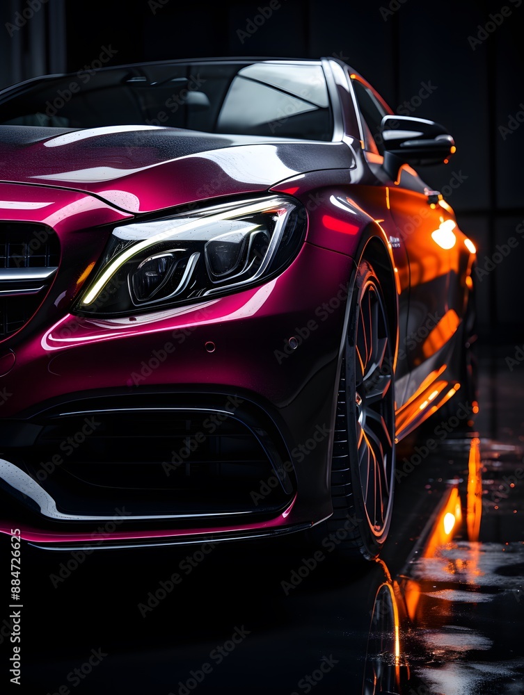 car headlight close-up, neon glow, black background car headlight close-up, neon glow, black background