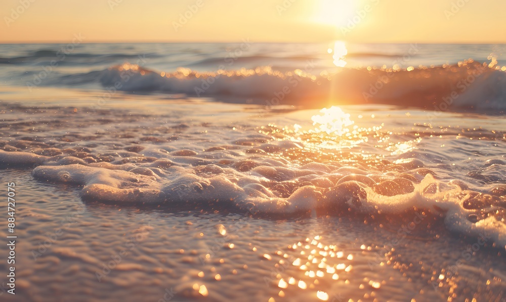 A secluded beach with beautiful golden waves, Generative AI A secluded beach with beautiful golden waves, Generative AI