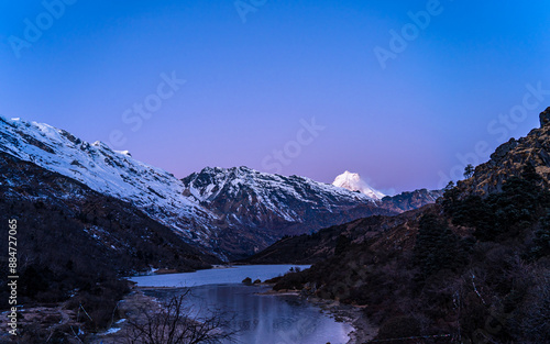 snow covered  Manaslu Mountain range in Gorkha, Nepal. photo