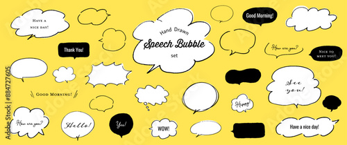 A set of speech bubbles handwritten with a felt-tip pen	
