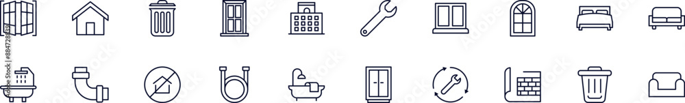 House, repair, renovation vector images collection. Simple linear illustration that can be used as an design element for apps and websites House, repair, renovation vector images collection. Simple linear illustration that can be used as an design element for apps and websites