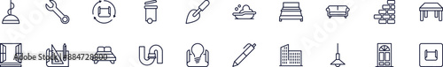 House, repair, renovation line icons pack. Simple outline sign and editable stroke for web sites, articles, books, apps