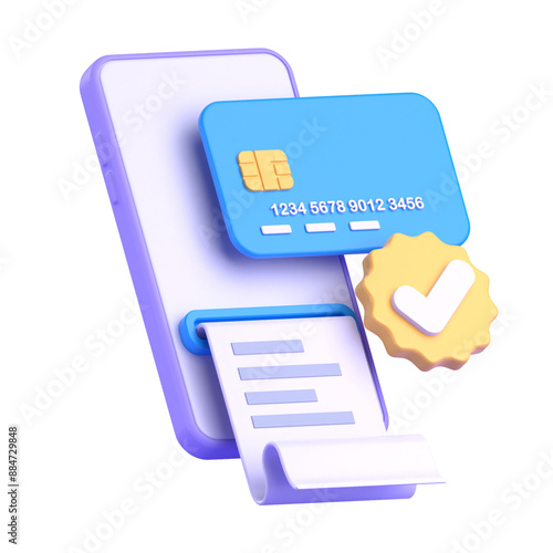 Online payment with phone 3d illustration