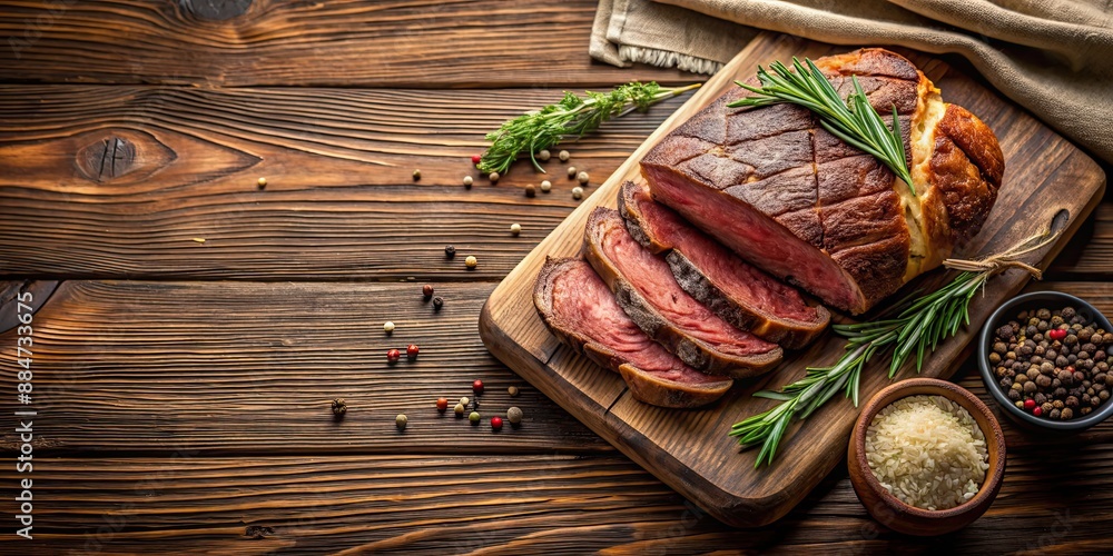 Beef steak and fresh bread on a rustic wooden table , food, meal, dinner, steak, bread, fresh, delicious, table setting Beef steak and fresh bread on a rustic wooden table , food, meal, dinner, steak, bread, fresh, delicious, table setting