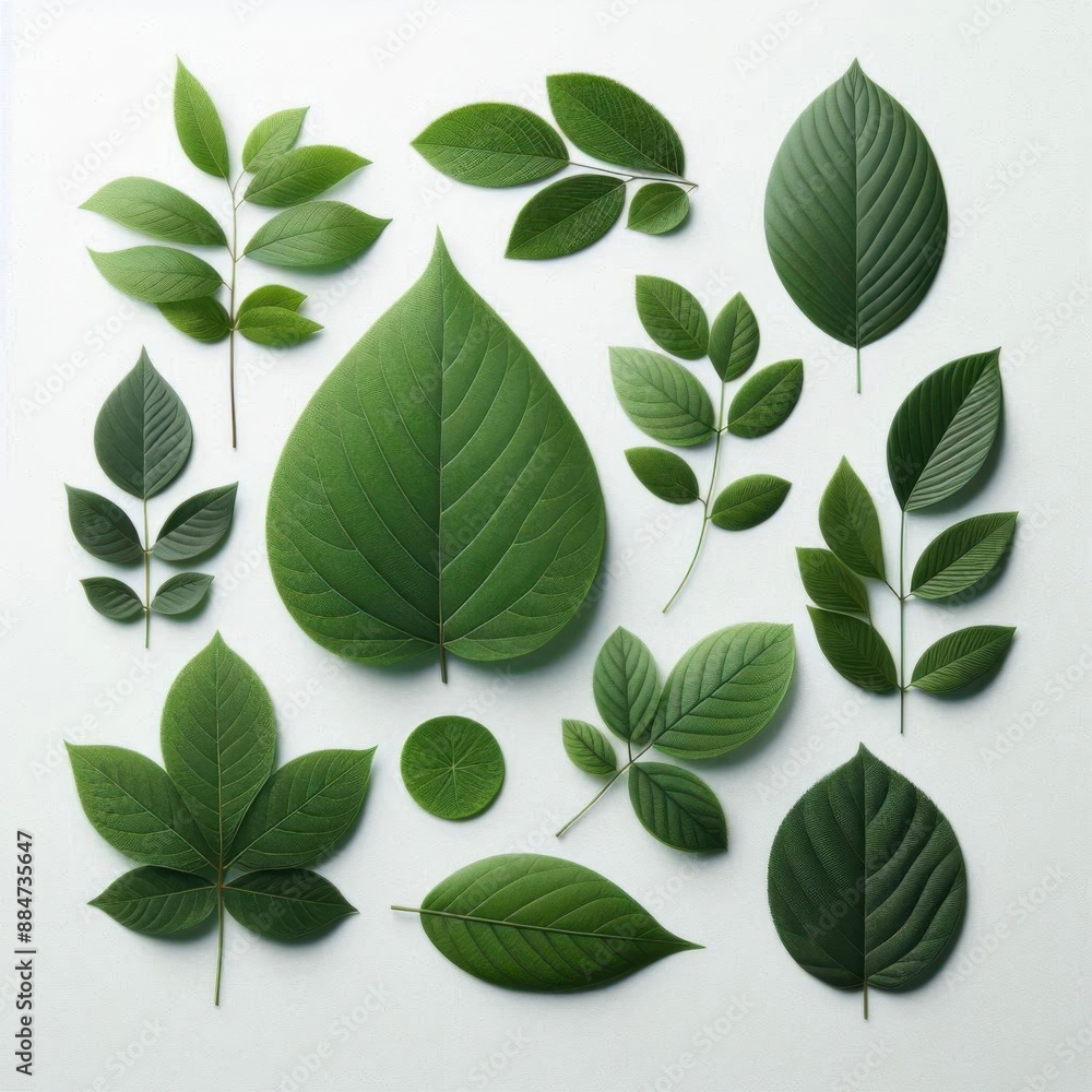 Naklejka premium green leaves isolated on white