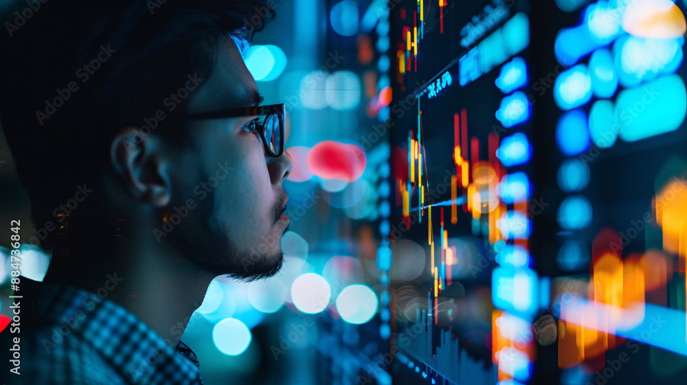 Close-Up Shot of Asian Financial Analyst Intently Observing the Shares Market, Capturing the Dynamic Activity of the Stock Market, Stock Exchange, Stock Trading, Stock Futures, Stock Market Live,
Close-Up Shot of Asian Financial Analyst Intently Observing the Shares Market, Capturing the Dynamic Activity of the Stock Market, Stock Exchange, Stock Trading, Stock Futures, Stock Market Live,