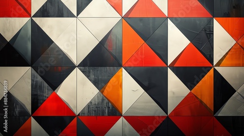 Wallpaper Mural Modern geometric pattern with sharp angles and bold contrasts, creating a dynamic and striking visual Torontodigital.ca