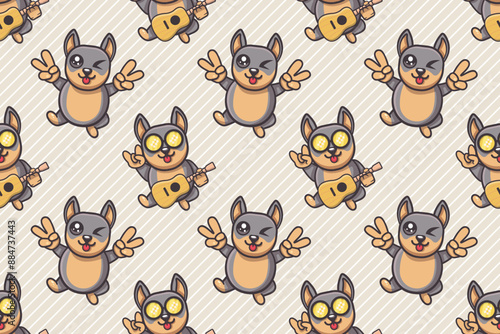 happy doberman animal character seamless pattern vector illustration background 
