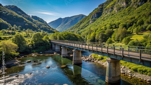 Wallpaper Mural Bridge crossing a river in a mountain valley, mountain, valley, river, bridge, crossing, picturesque, nature Torontodigital.ca
