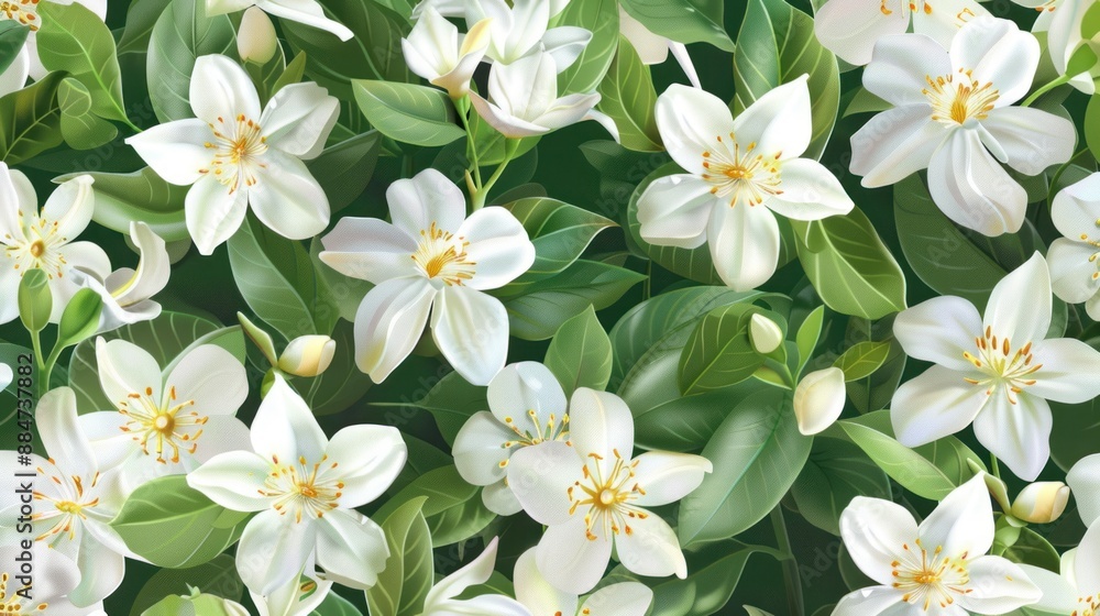 White Flowers with Green Leaves White Flowers with Green Leaves