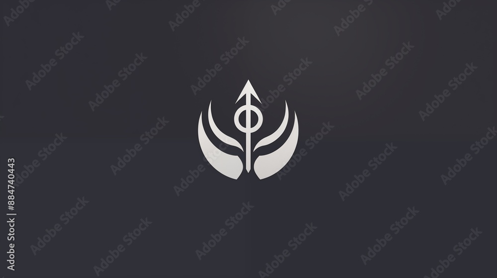 Minimalist Arrow and Wings Symbol on Dark Background Minimalist Arrow and Wings Symbol on Dark Background