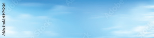 Blue sky with white clouds, panoramic image, vector background	
