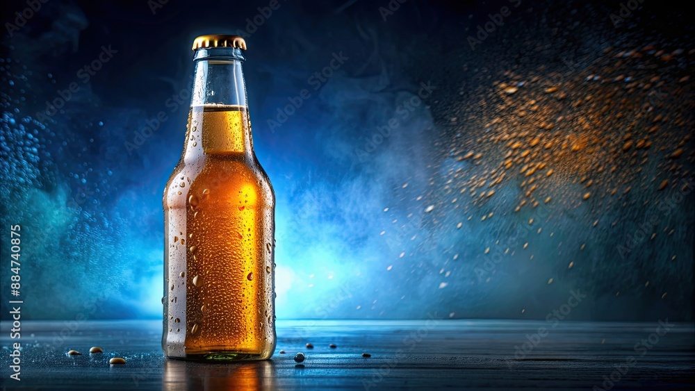 Refreshing Mexican beer in a cold glass bottle with droplets of condensation, cerveza, beer, Mexico, cold Refreshing Mexican beer in a cold glass bottle with droplets of condensation, cerveza, beer, Mexico, cold