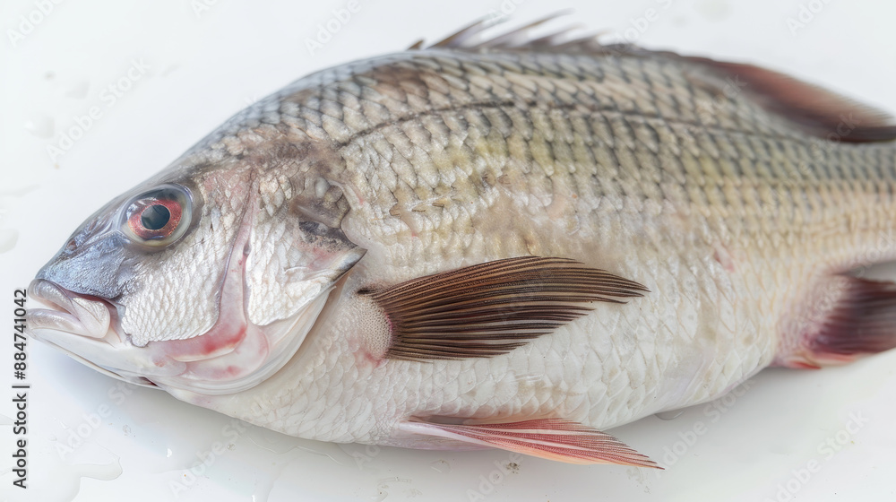 Fresh Nile Tilapia Fish on White Background in Market Fresh Nile Tilapia Fish on White Background in Market