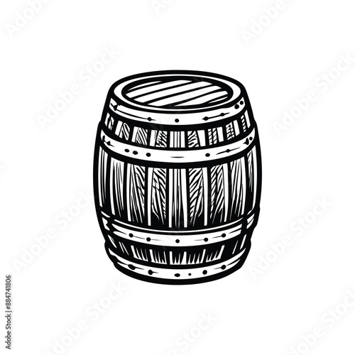 wooden barrel silhouette hand drawn illustration
