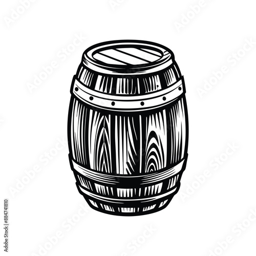 wooden barrel silhouette hand drawn illustration
